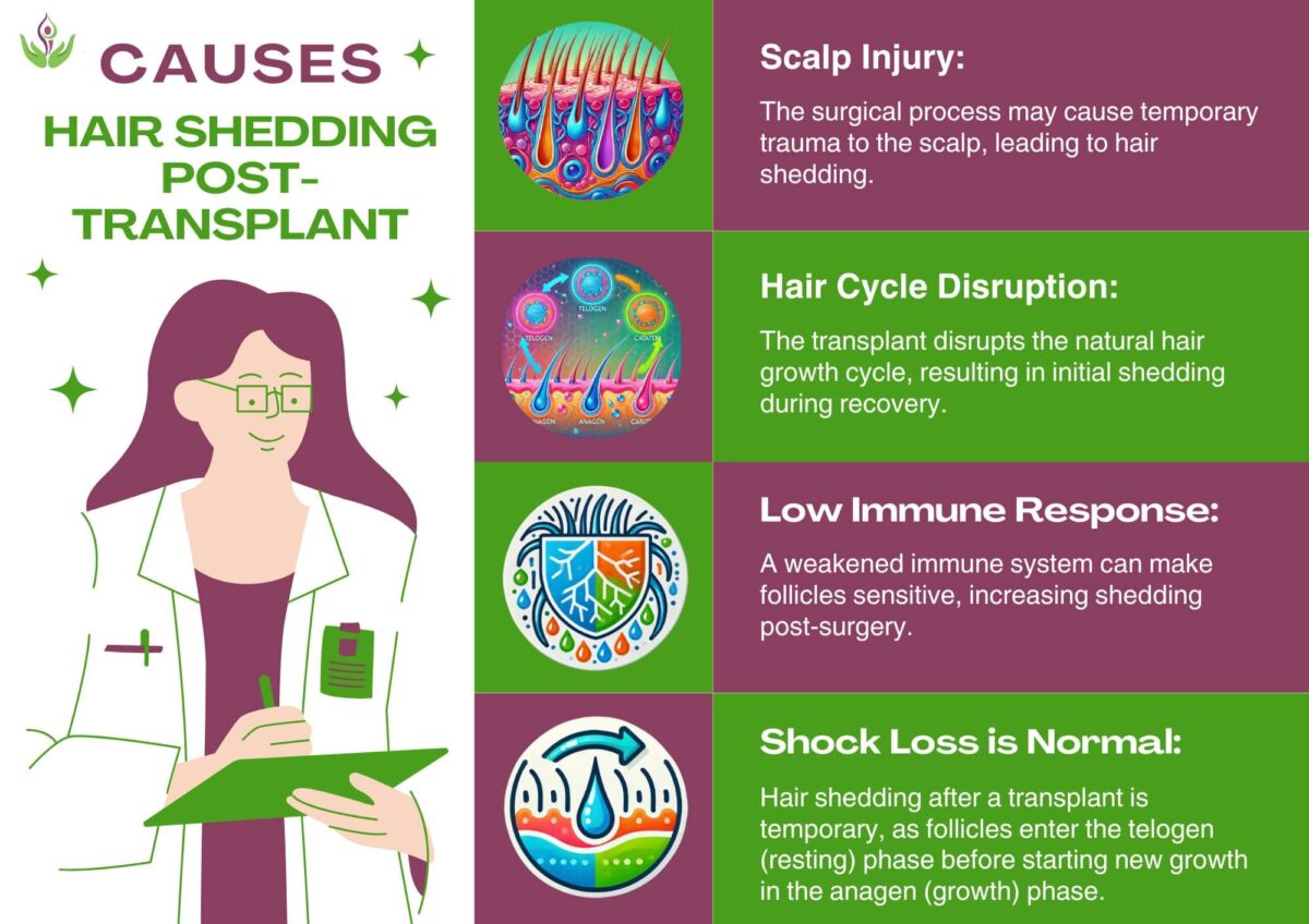 Hair shedding causes after transplant