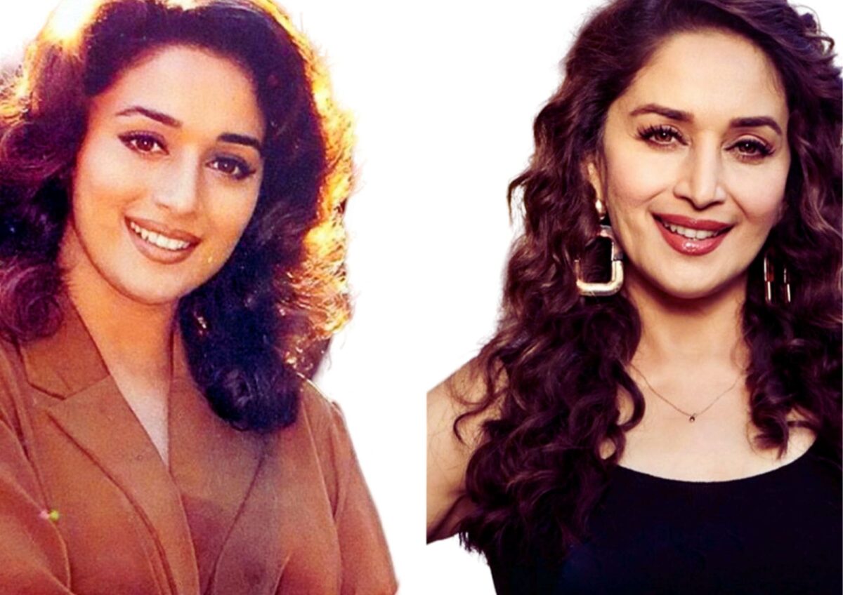 Madhuri Dixit's before and after transformation highlighting Bollywood celebrities and plastic surgery.