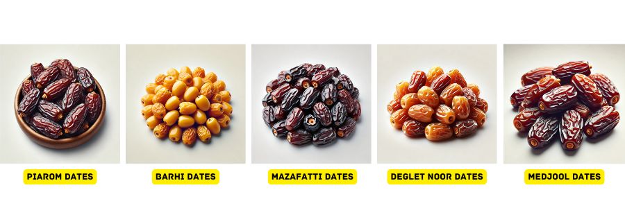 Types of dates arranged neatly